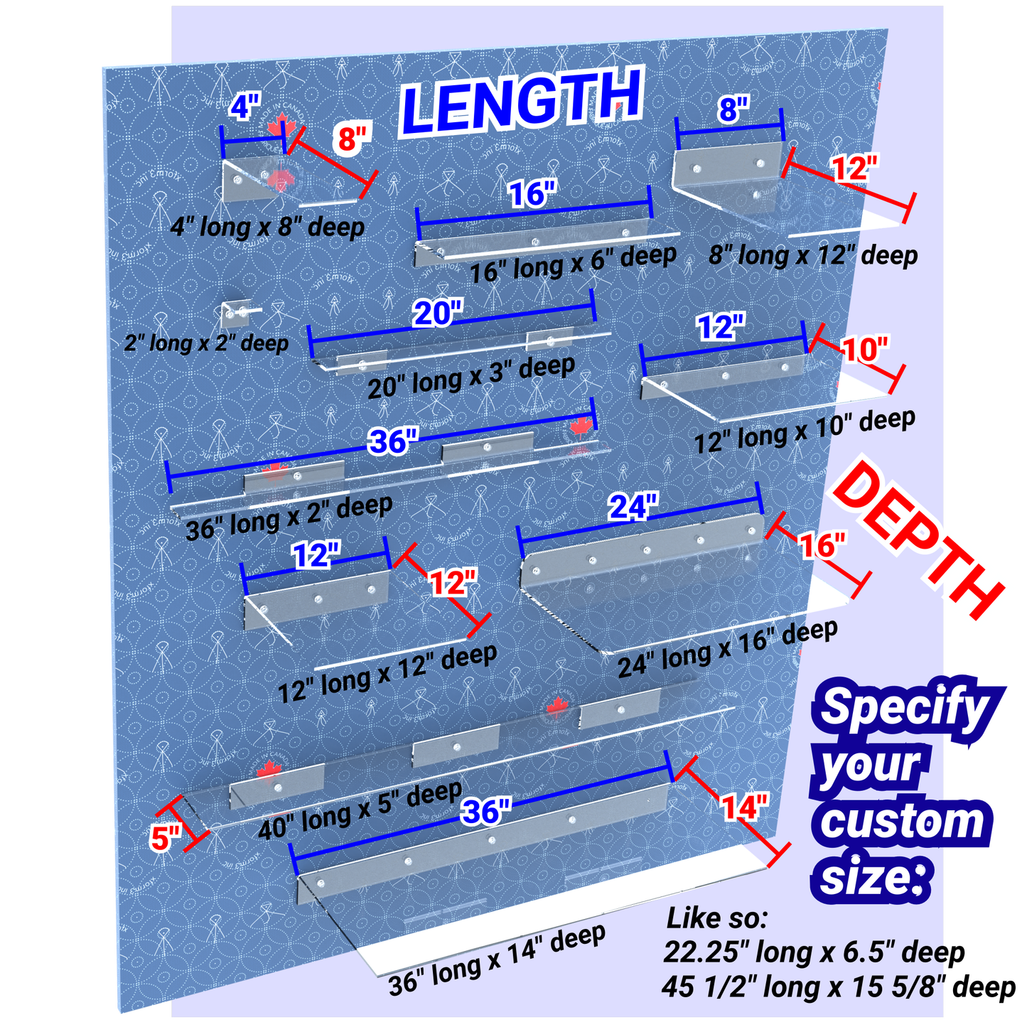 20 inch long floating clear acrylic wall shelf