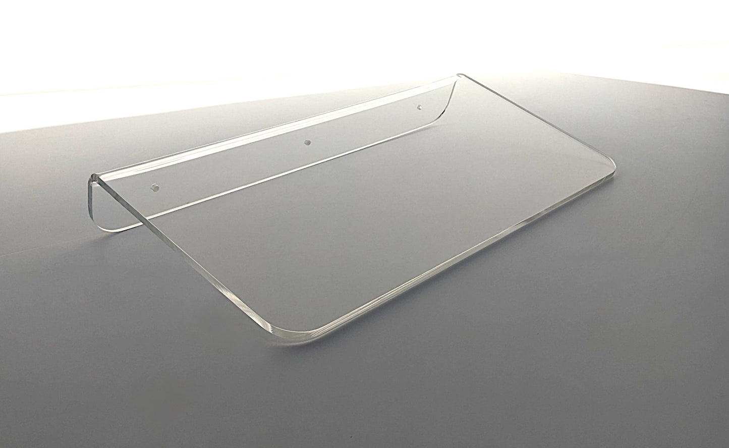 16 inch long floating clear acrylic wall shelf