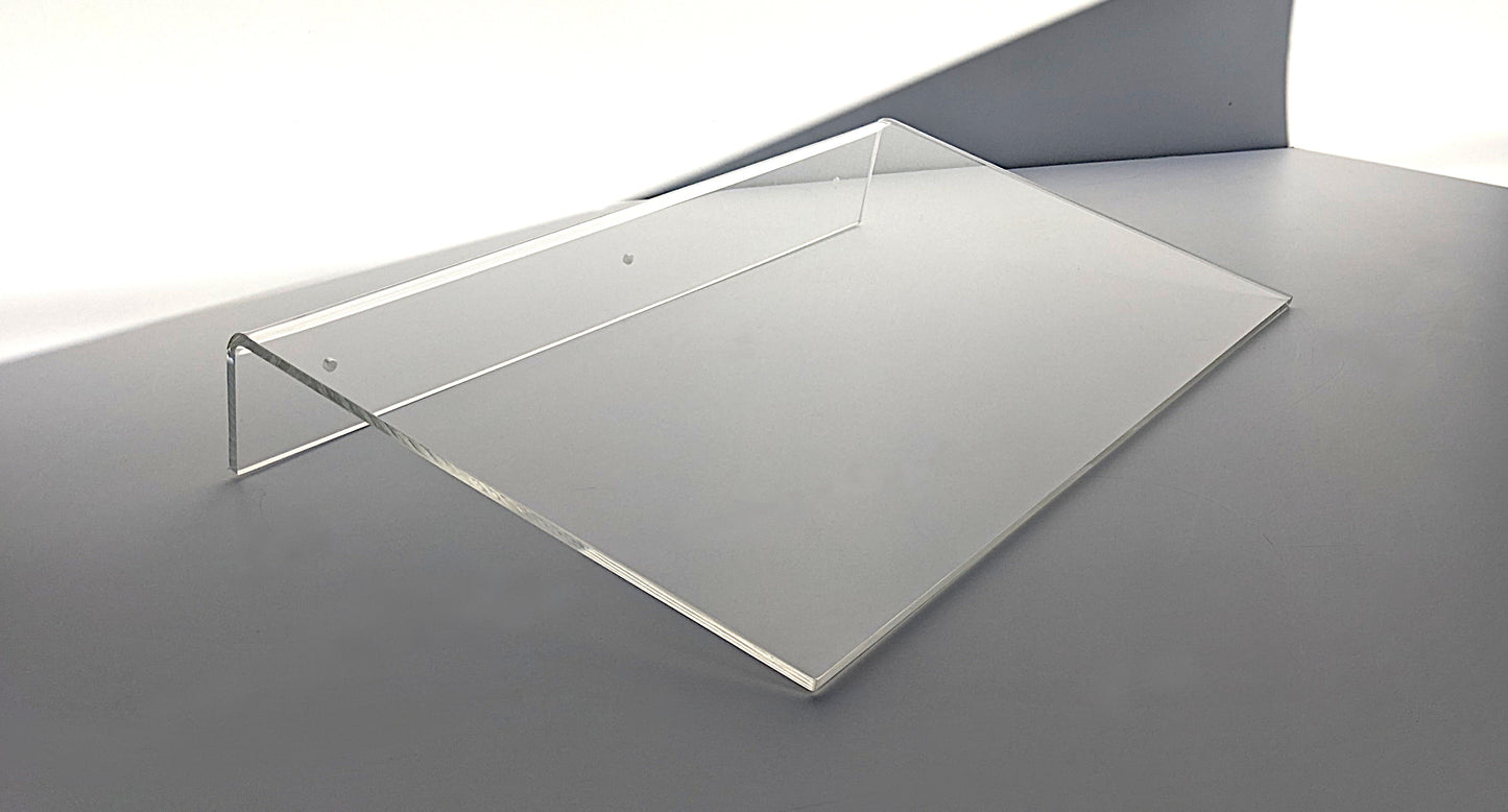 20 inch long floating clear acrylic wall shelf