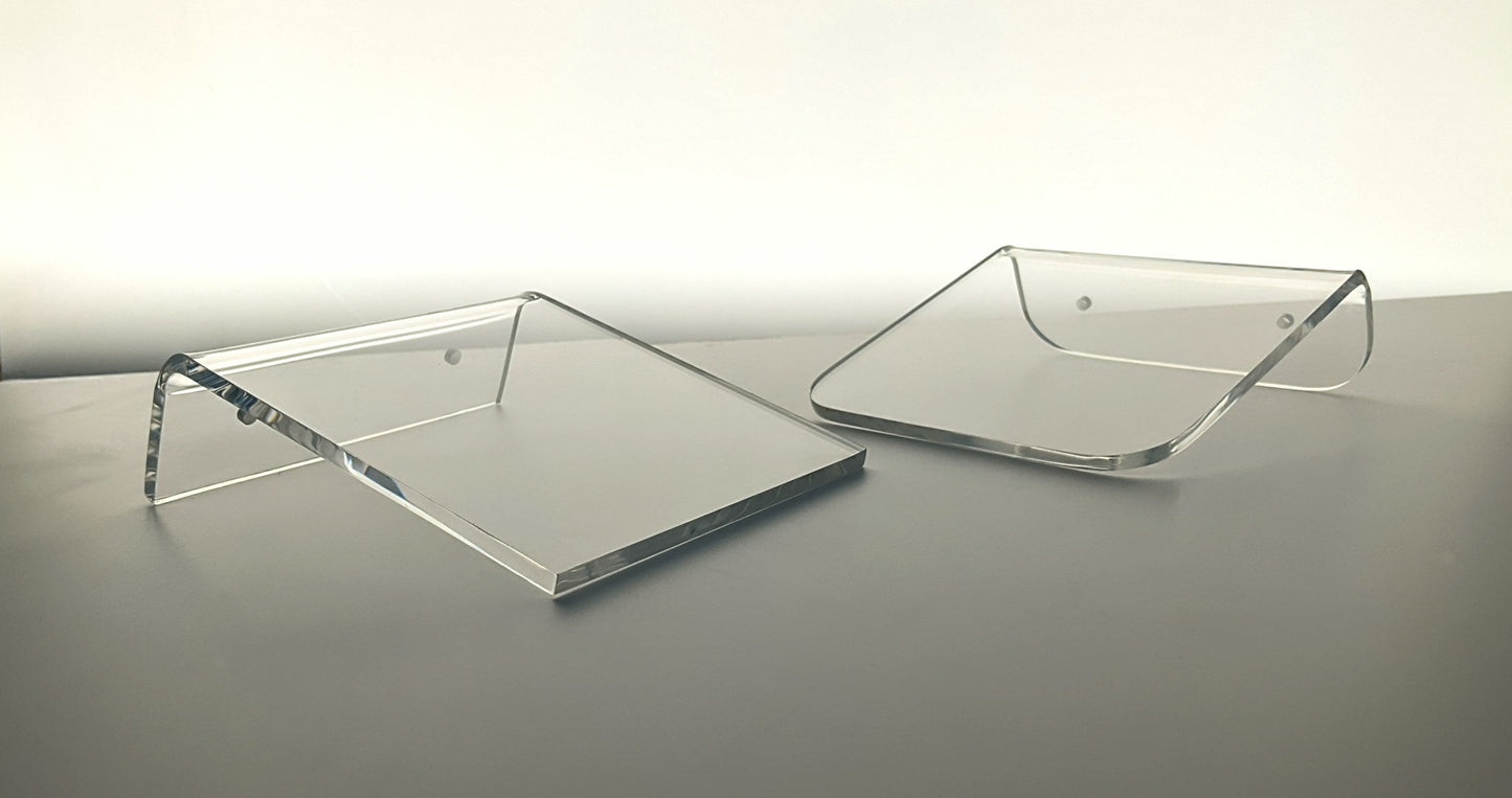 4 inch long floating clear acrylic wall shelf