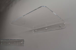 12" long floating clear acrylic wall shelf