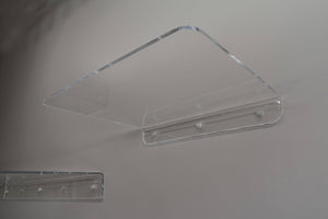 8" long floating clear acrylic wall shelf