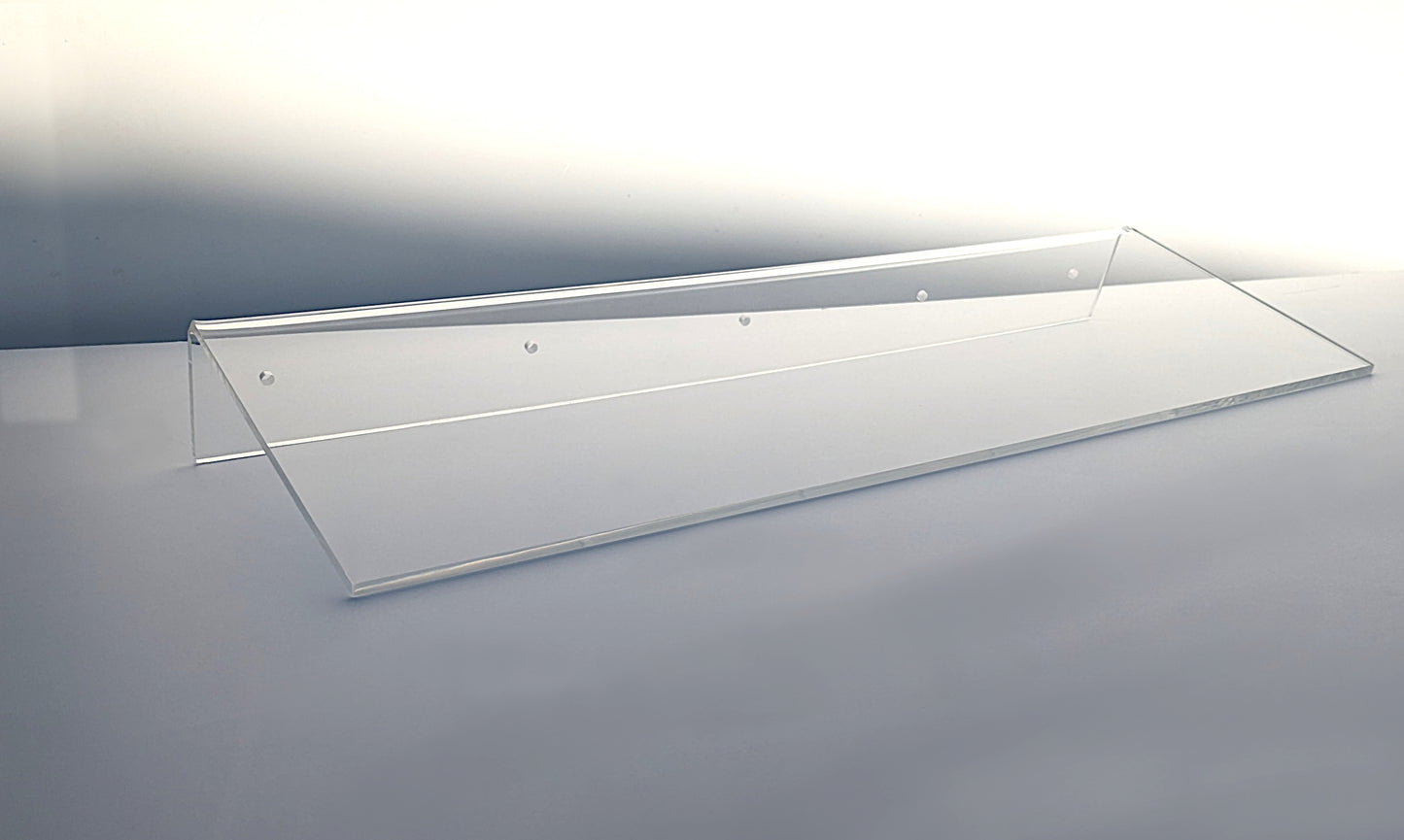 24 inch long floating clear acrylic wall shelf