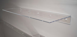 36" long floating clear acrylic wall shelf