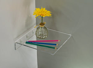 Square floating clear acrylic corner shelf